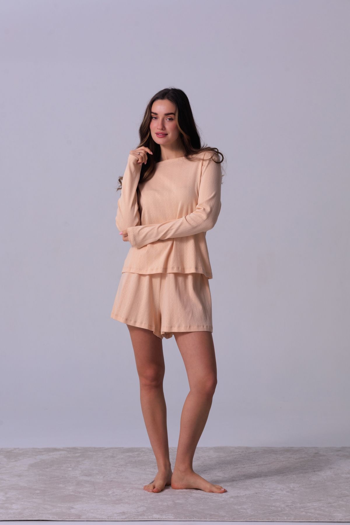 Лонг вільного крою з шортами бежевого кольору BEIGE047050RB-01 фото
