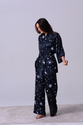 Кімоно зі штанами принт "Астрологія" чорний ASTROBLK035017SP-01 фото